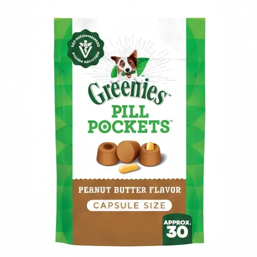 Greenies Pill Pockets for Dogs Large Size, Dog Treat Pouch for Capsule Medication, Peanut Butter Flavor, 7.9 oz. Pouch - Product Image
