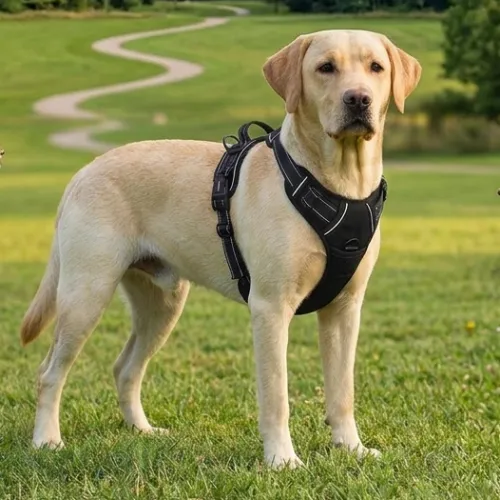 BARKBAY No Pull Dog Harness Front Clip Heavy Duty Reflective Easy Control Handle for Large Dog Walking(Black,L) - Product Image