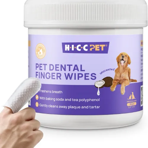 HICC Pet Teeth Cleaning Wipes for Dogs &amp; Cats, Vet-Recommended Remove Bad Breath &amp; Plaque &amp; Tartar Buildup, Dog Tooth Brushing Kit, Dog Breath Freshener, Dogs Toothbrush &amp; Toothpaste Alternatives - Product Image