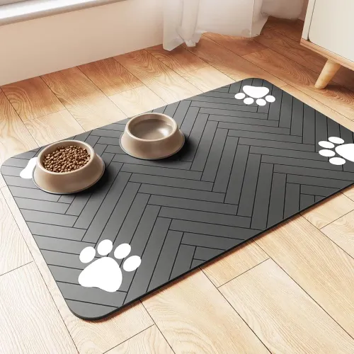 Pet Feeding Mat-Absorbent Pet Placemat for Food and Water Bowl with Waterproof Rubber Backing Quick Dry Water Dispenser Mat for Dog and Cat - Product Image