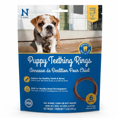 N-Bone Puppy Teething Ring, Dried Chews for Dogs, Chicken Flavor, 6-count, 7.2 oz - Product Image