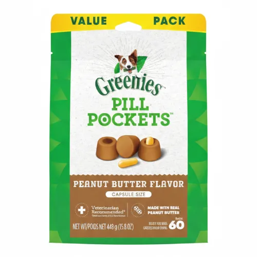 Greenies Pill Pockets for Dogs Large Size, Dog Treat Pouch for Capsule Medication, Peanut Butter Flavor, 15.8 oz. Pouch - Product Image