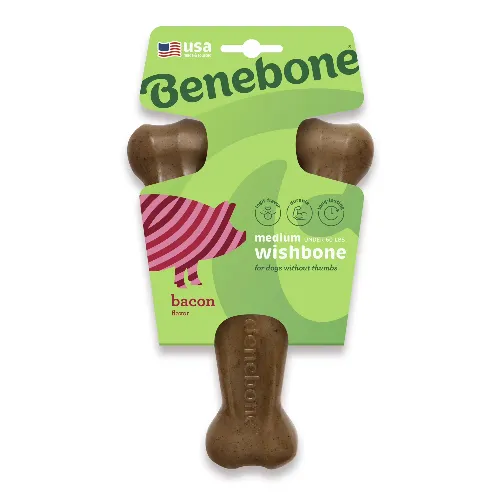 Benebone Wishbone Durable Dog Chew Toy for Aggressive Chewers, Real Bacon, Medium - Product Image